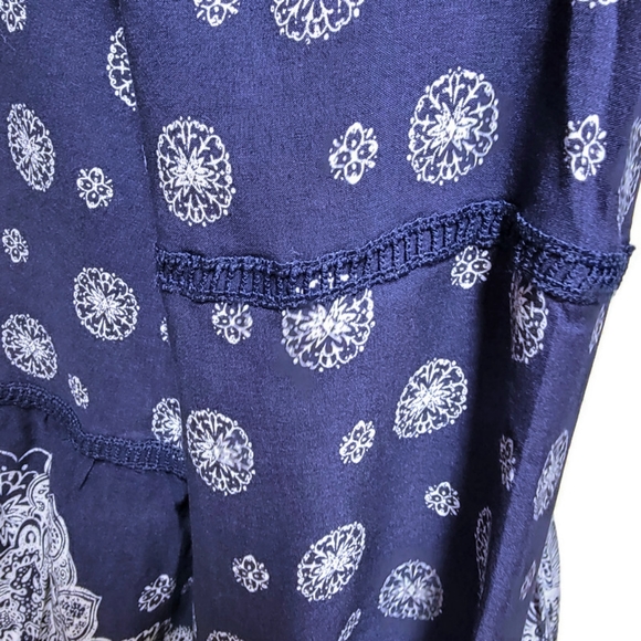 Wild Blue Sadie Robertson Blouse Boho Top Tunic Blue Rayon Size Medium - Picture 5 of 10